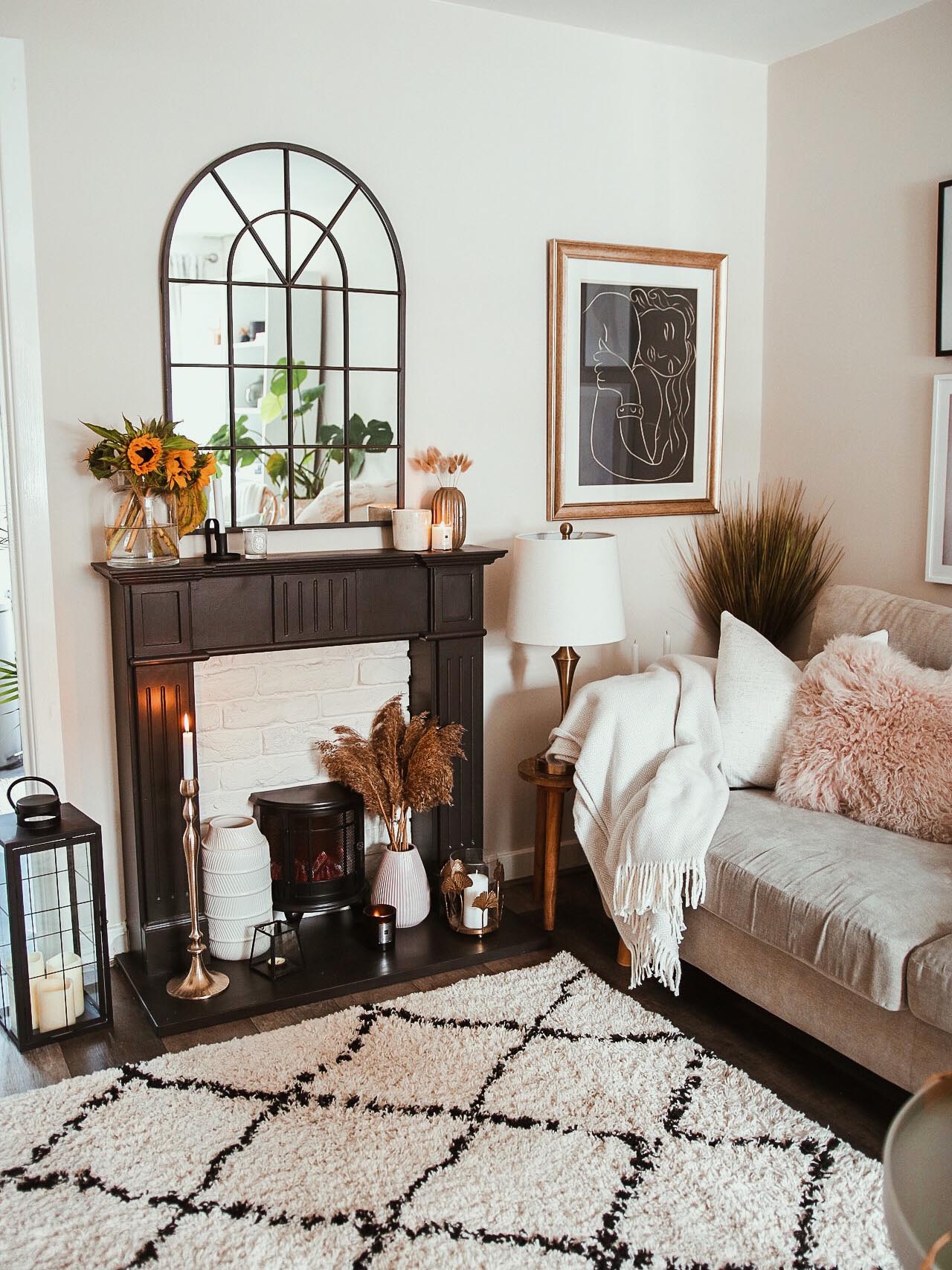 living room makeover interiors lounge design radiant bright colourful gallery wall prints home homeware