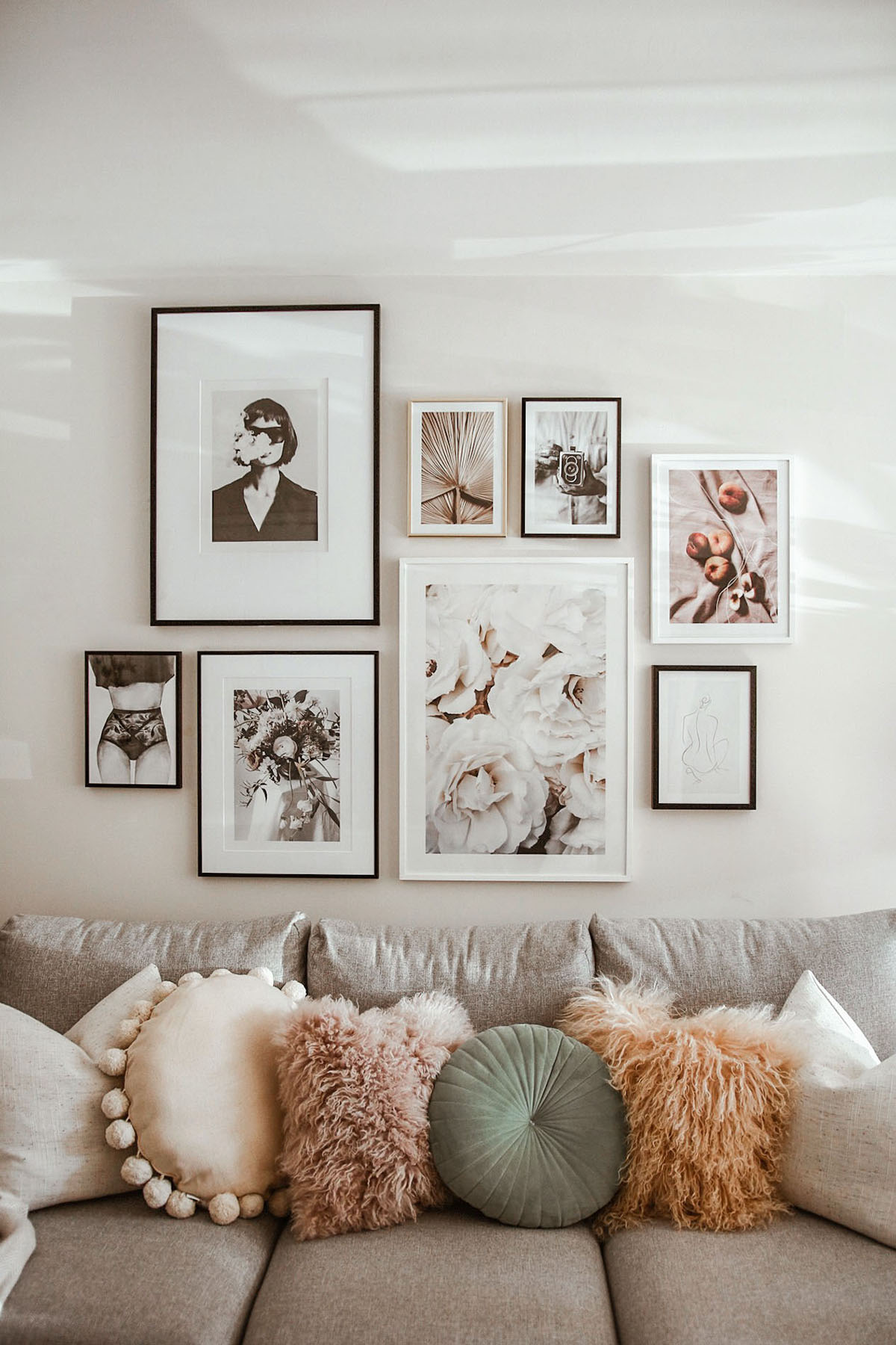 how to create a gallery wall lounge picture frames framed prints assortment colours