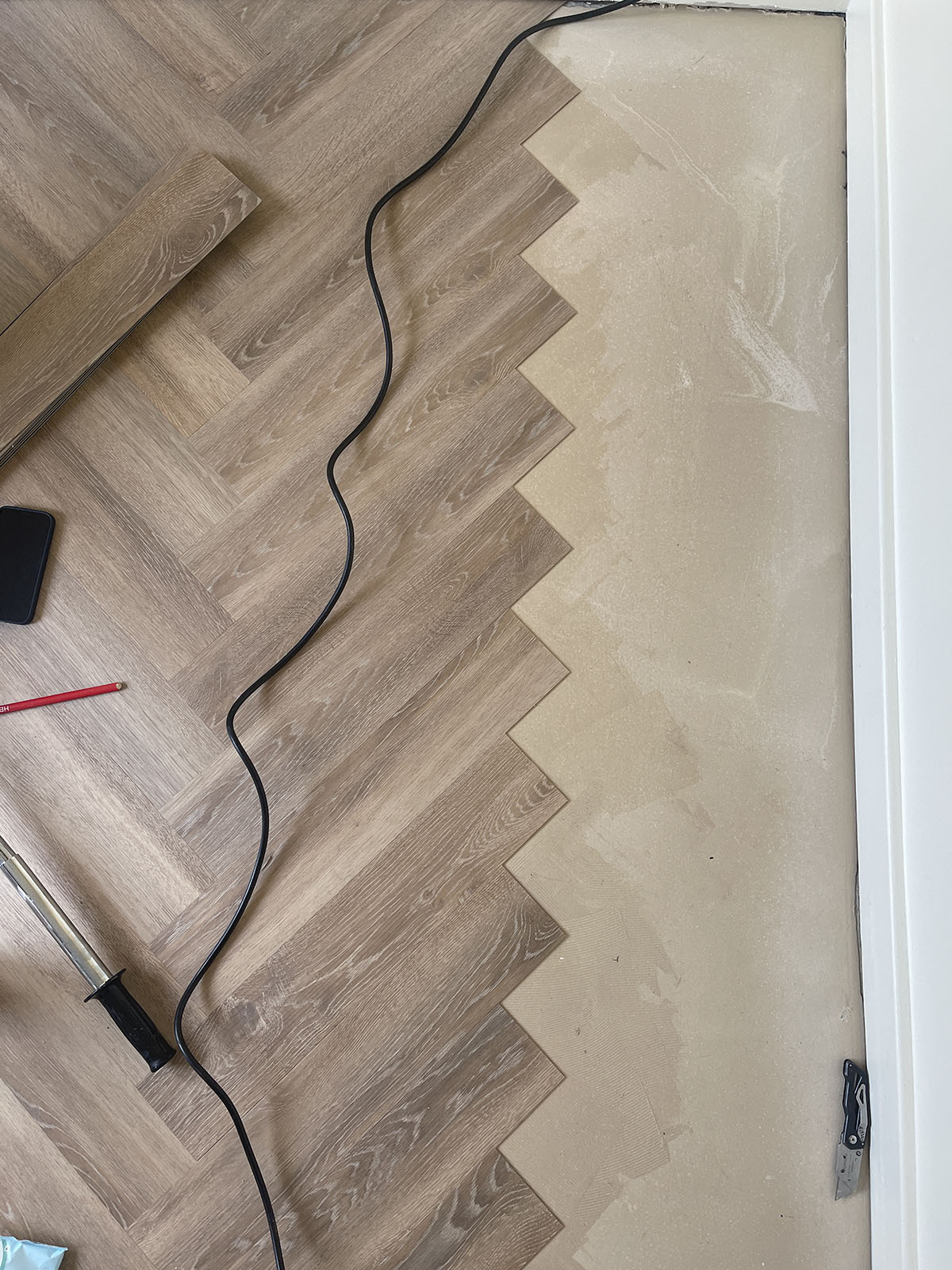 Harvey Maria flooring renovation lvt herringbone floor